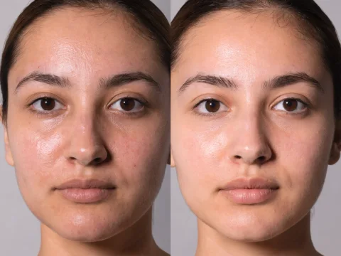 Skin booster before and after result, patient 1, in Dubai