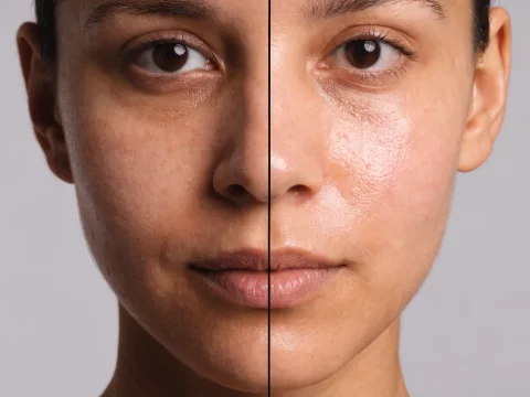 Skin booster before and after result, patient 3, in Dubai